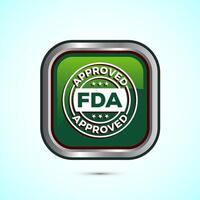 FDA approved icon, Food and Drug administration icon label, Green Color Square Button Design vector