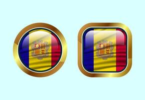 Glossy flag button of Andorra, High quality web button design vector