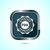 FDA approved icon, Food and Drug administration icon label, Gray Shadow Button Design vector