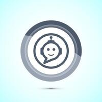 Chatbot icon design illustration, Chat conversation icon, Online support service bot sign, Gray Color Button Design vector
