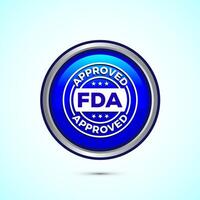 FDA approved icon, Food and Drug administration icon label, Blue Color Round Button Design vector