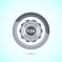 FDA approved icon, Food and Drug administration icon label, Gray Color Button Design vector
