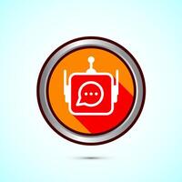 Chatbot icon design illustration, Chat conversation icon, Online support service bot sign, Orange Shadow Button Design vector