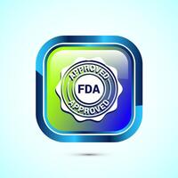 FDA approved icon, Food and Drug administration icon label, Glossy Square Button Design vector
