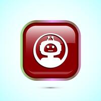 Chatbot icon design illustration, Chat conversation icon, Online support service bot sign, Red Color Square Button Design vector