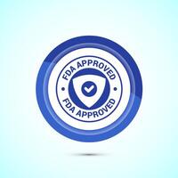 FDA approved icon, Food and Drug administration icon label, Blue Color Button Design vector