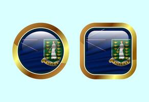 Glossy flag button of British Virgin Islands, High quality web button design vector