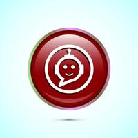 Chatbot icon design illustration, Chat conversation icon, Online support service bot sign, Red Color Round Button Design vector