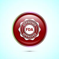 FDA approved icon, Food and Drug administration icon label, Red Color Round Button Design vector