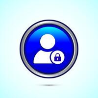 User profile login icon design illustration. Access authentication icon. Blue Color Round Button Design vector