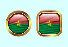 Glossy flag button of Burkina Faso, High quality web button design vector