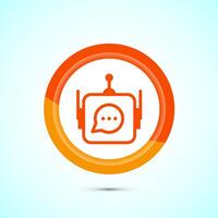 Chatbot icon design illustration, Chat conversation icon, Online support service bot sign, Orange Color Button Design vector