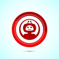 Chatbot icon design illustration, Chat conversation icon, Online support service bot sign, Red Color Button Design vector