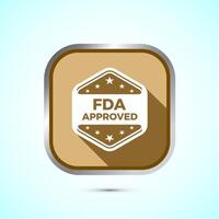 FDA approved icon, Food and Drug administration icon label, Gold Shadow Button Design vector