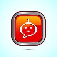 Chatbot icon design illustration, Chat conversation icon, Online support service bot sign, Orange Color Square Button Design vector