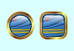 Glossy flag button of Aruba, High quality web button design vector