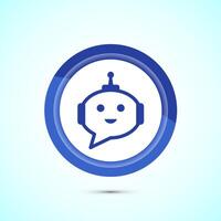 Chatbot icon design illustration, Chat conversation icon, Online support service bot sign, Blue Color Button Design vector