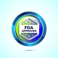 FDA approved icon, Food and Drug administration icon label, Glossy Round Button Design vector