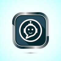 Chatbot icon design illustration, Chat conversation icon, Online support service bot sign, Gray Shadow Button Design vector
