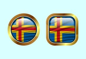 Glossy flag button of Aland, High quality web button design vector