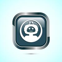 Chatbot icon design illustration, Chat conversation icon, Online support service bot sign, Gray Color Square Button Design vector