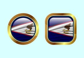 Glossy flag button of American Samoa, High quality web button design vector