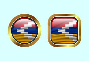 Glossy flag button of Artsakh, High quality web button design vector