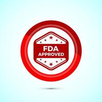 FDA approved icon, Food and Drug administration icon label, Red Color Button Design vector