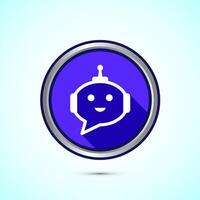 Chatbot icon design illustration, Chat conversation icon, Online support service bot sign, Blue Shadow Button Design vector