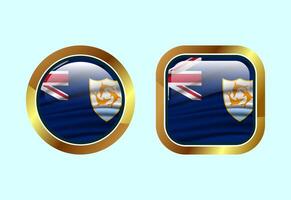 Glossy flag button of Anguilla, High quality web button design vector