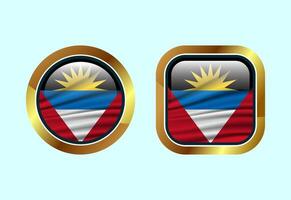Glossy flag button of Antigua and Barbuda, High quality web button design vector