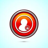 User profile login icon design illustration. Access authentication icon. Orange Color Round Button Design vector