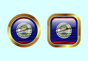 Glossy flag button of Belize, High quality web button design vector