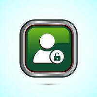 User profile login icon design illustration. Access authentication icon. Green Color Square Button Design vector
