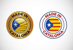 Made in Catalonia label icon with flag. Icon set for business, badge, seal, sticker, logo, and symbol vector