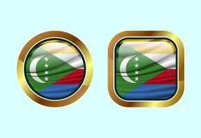Glossy flag button of Comoros, High quality web button design vector