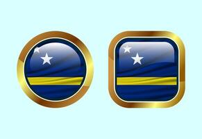 Glossy flag button of Curacao, High quality web button design vector