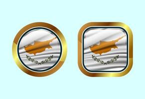 Glossy flag button of Cyprus, High quality web button design vector