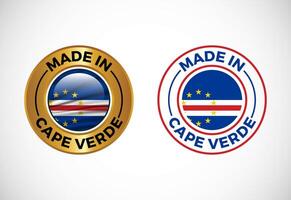 Made in Cape Verde label icon with flag. Icon set for business, badge, seal, sticker, logo, and symbol vector