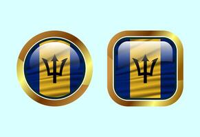 Glossy flag button of Barbados, High quality web button design vector
