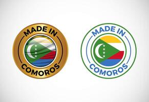 Made in Comoros label icon with flag. Icon set for business, badge, seal, sticker, logo, and symbol vector