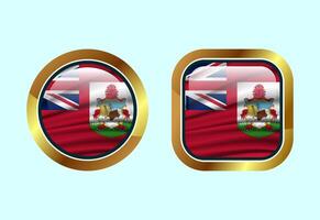 Glossy flag button of Bermuda, High quality web button design vector
