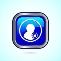 User profile login icon design illustration. Access authentication icon. Blue Color Square Button Design vector