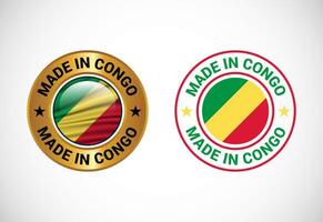 Made in Congo label icon with flag. Icon set for business, badge, seal, sticker, logo, and symbol vector