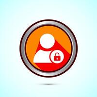 User profile login icon design illustration. Access authentication icon. Orange Shadow Button Design vector