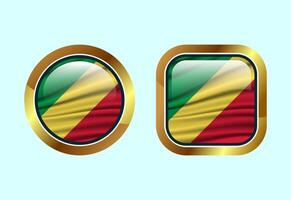 Glossy flag button of Congo, High quality web button design vector