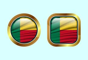 Glossy flag button of Benin, High quality web button design vector