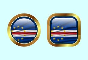 Glossy flag button of Cape Verde, High quality web button design vector