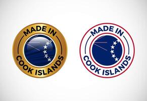 Made in Cook Islands label icon with flag. Icon set for business, badge, seal, sticker, logo, and symbol vector