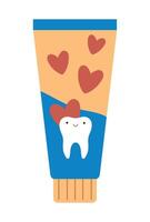 Kawaii toothpaste with hearts and tooth. Isolated illustration for your design vector